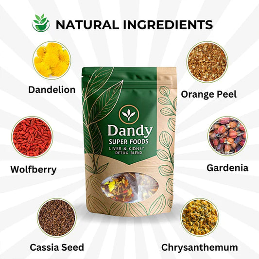 🌿 DANDY POWER DETOX™ – Té Natural de Diente de León y Bayas para el Hígado, Riñones y Energía Vital